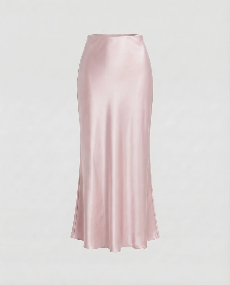 Damen Schräg geschnittener Maxirock Satin-Finish