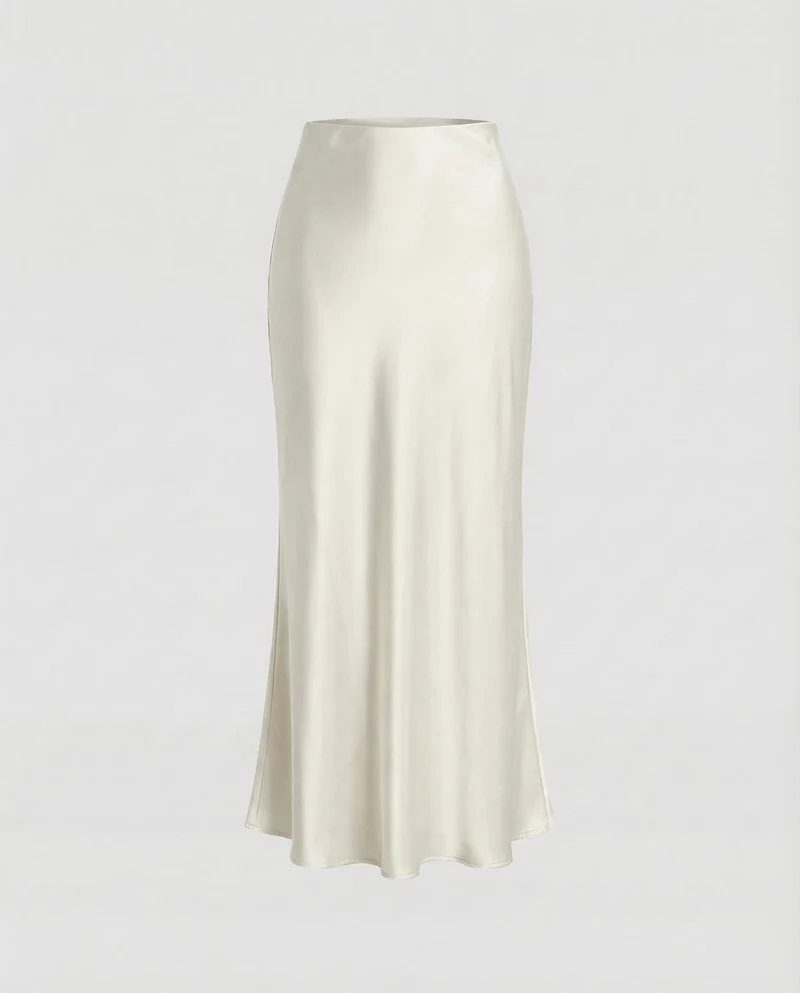 Damen Schräg geschnittener Maxirock Satin-Finish