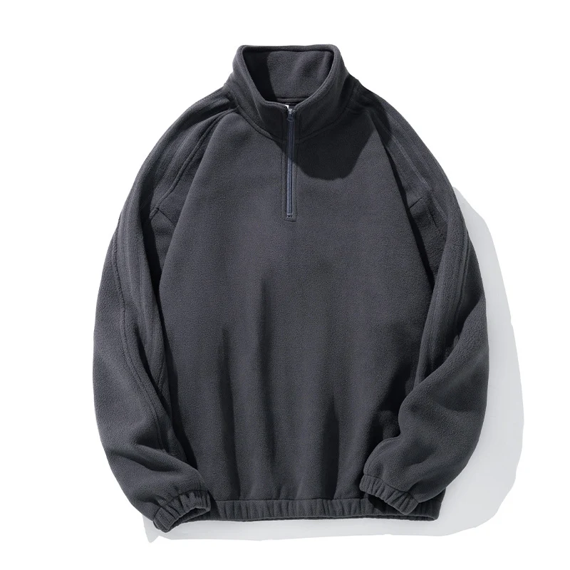 Unisex Fleecepullover mit Halbreißverschluss, Stehkragen und elastischem Saum Nord Taschen