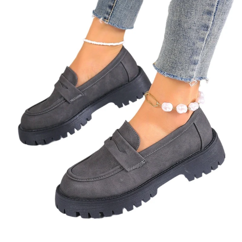 Damen Grobsohlen-Loafer in Veloursoptik mit Komfortfußbett Nord Taschen