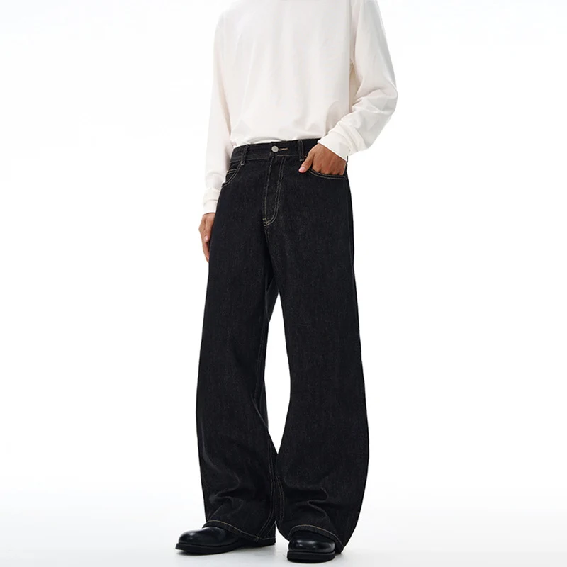 Herren Extraweite Denim-Palazzohose mit hoher Taille und verlängertem Saum Nord Taschen