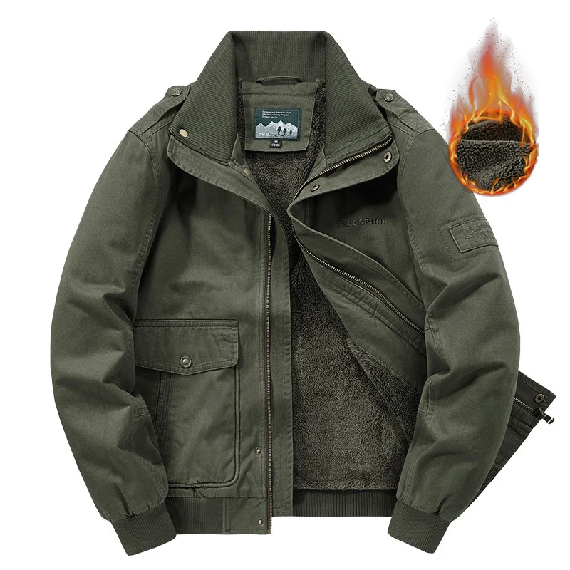 Herren Thermo-Field-Bomberjacke mit Teddyfutter, Stehkragen und Utility-Taschen Nord Taschen