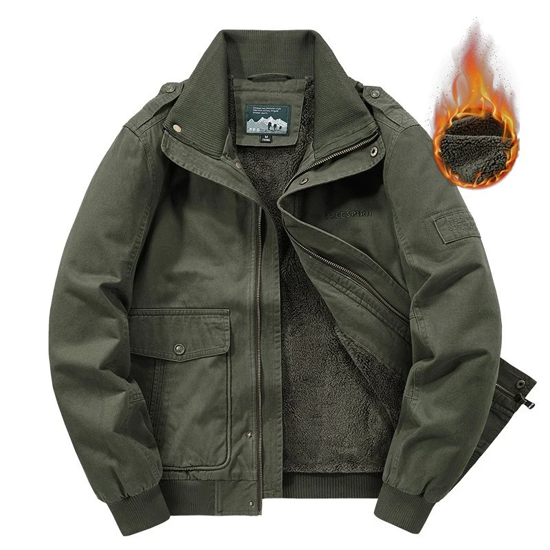 Herren Thermo-Field-Bomberjacke mit Teddyfutter, Stehkragen und Utility-Taschen Nord Taschen