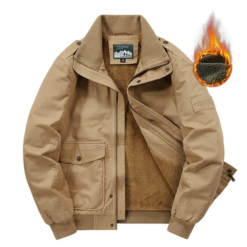 Herren Thermo-Field-Bomberjacke mit Teddyfutter, Stehkragen und Utility-Taschen Nord Taschen