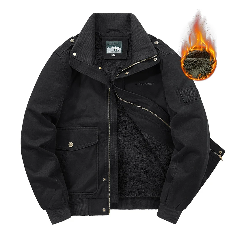 Herren Thermo-Field-Bomberjacke mit Teddyfutter, Stehkragen und Utility-Taschen Nord Taschen