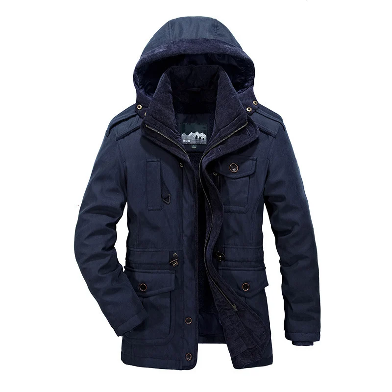 Herren Thermo-Canvas-Parka mit Sherpa-Innenfutter, abnehmbarer Kapuze und Multifunktions-Taschen Nord Taschen