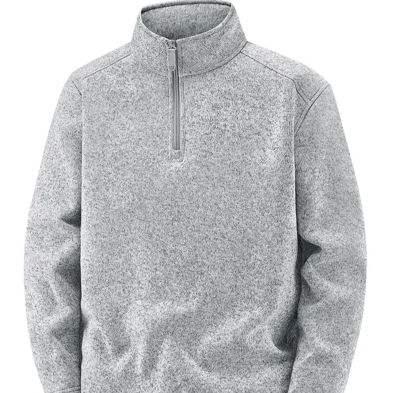 Herren Thermischer Strick-Fleecepullover mit halbem Reißverschluss und Stehkragen Nord Taschen