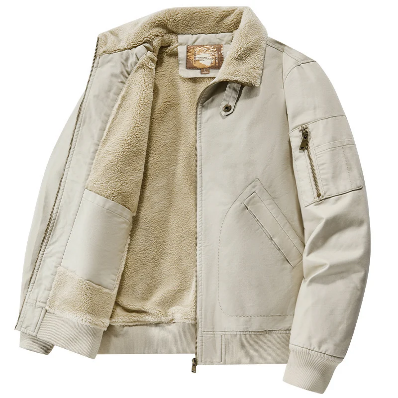 Herren Teddygefütterte Pilot-Bomberjacke mit Sherpa-Innenfutter und Ärmeltasche Nord Taschen