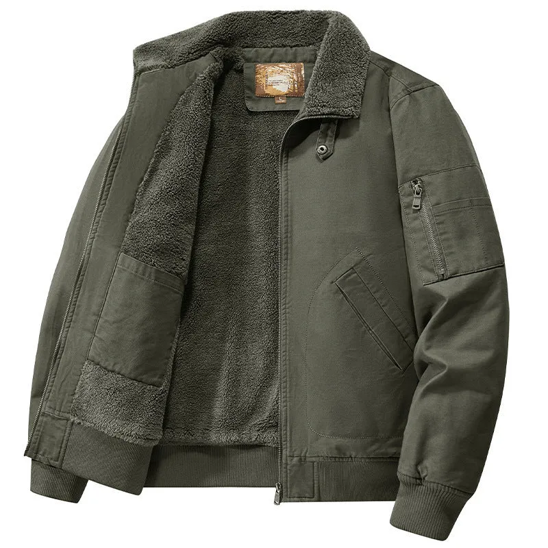 Herren Teddygefütterte Pilot-Bomberjacke mit Sherpa-Innenfutter und Ärmeltasche Nord Taschen