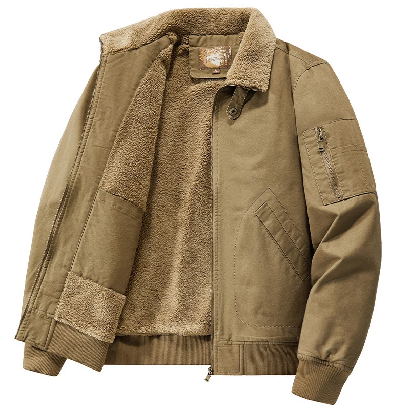 Herren Teddygefütterte Pilot-Bomberjacke mit Sherpa-Innenfutter und Ärmeltasche Nord Taschen