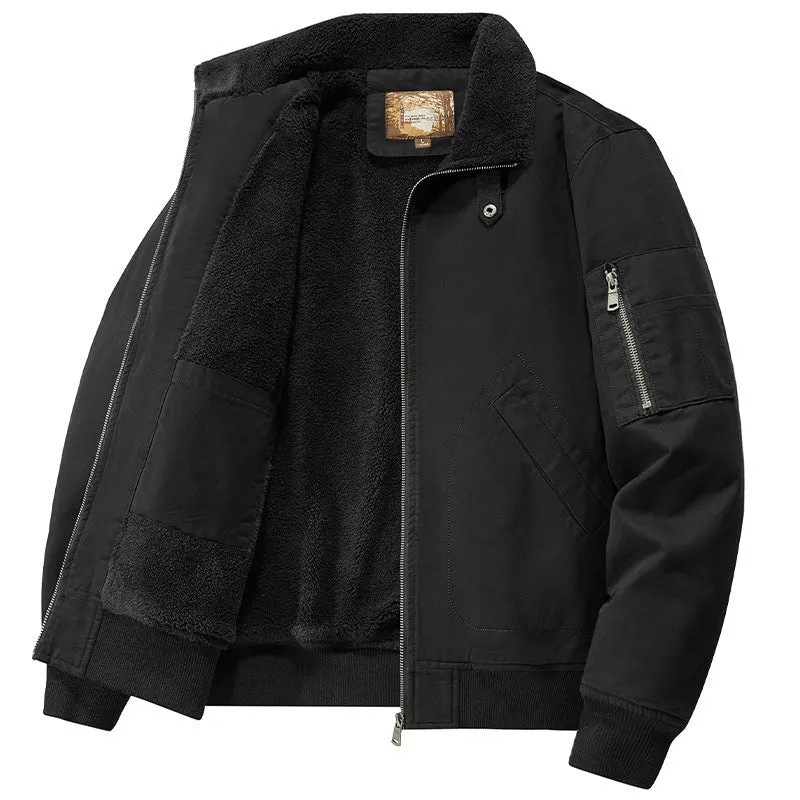 Herren Teddygefütterte Pilot-Bomberjacke mit Sherpa-Innenfutter und Ärmeltasche Nord Taschen