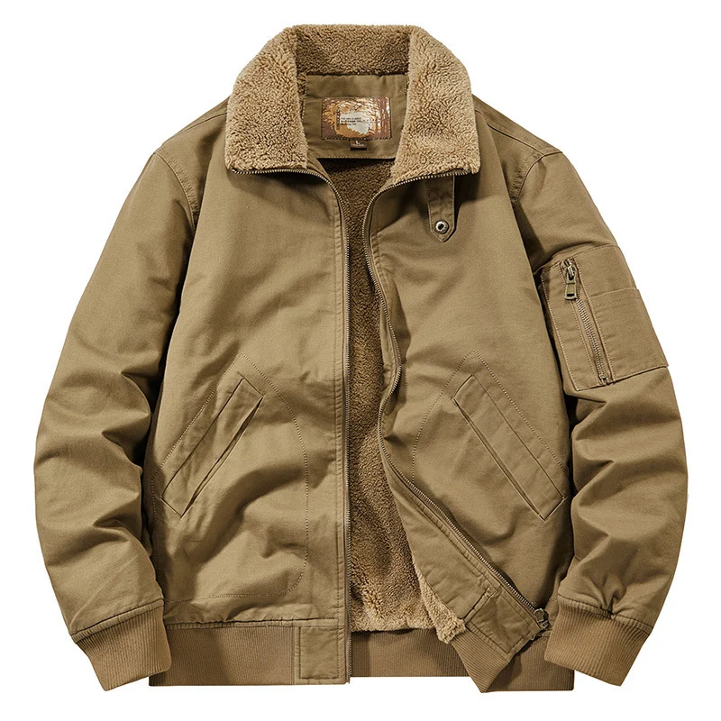 Herren Teddygefütterte Pilot-Bomberjacke mit Sherpa-Innenfutter und Ärmeltasche Nord Taschen