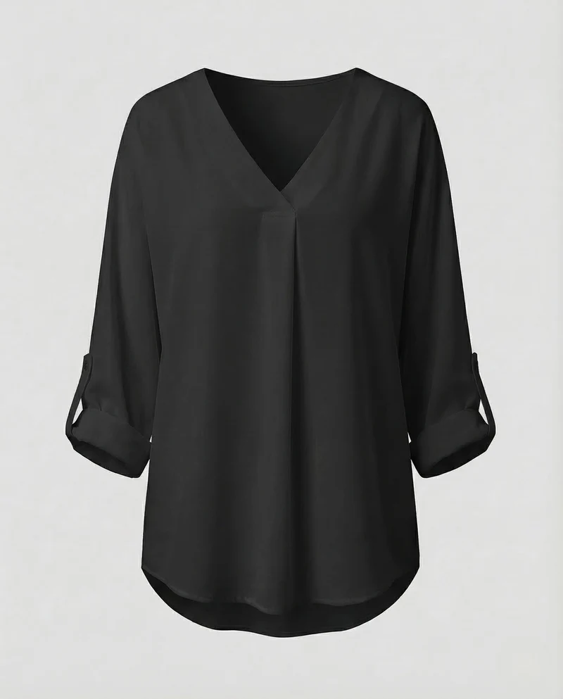 Damen Chiffon Tunika V Ausschnitt