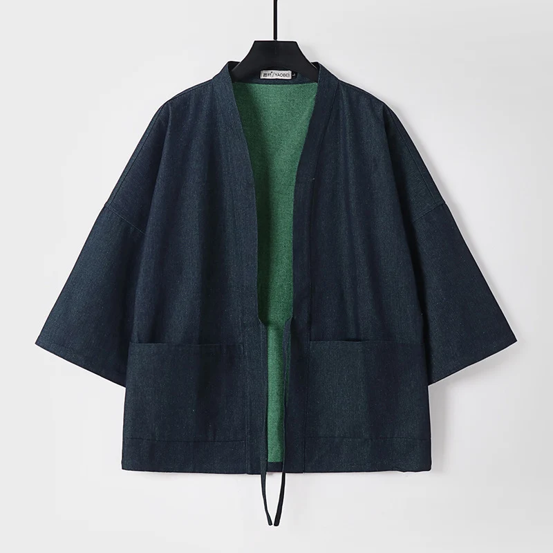 Unisex Leichte Denim-Kimono-Jacke mit kontrastfutter und Bindeband Nord Taschen