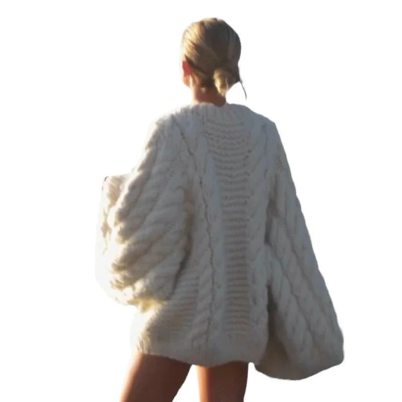 Damen Oversized Strickpullover mit strukturiertem Zopfdesign - Vittorelli