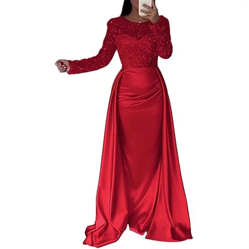 Damen Elegantes Abendkleid mit Glitzerdetails und fließendem Stoff - Vittorelli