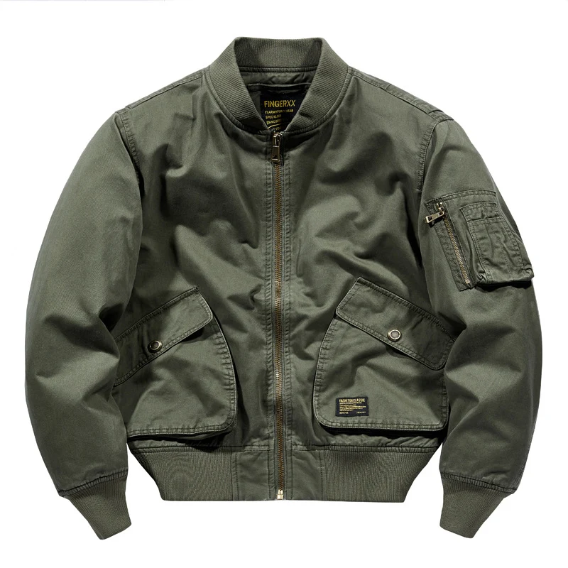 Herren Kurzgeschnittene Canvas-Bomberjacke im Utility‑Field‑Stil mit Taschenorganizer Nord Taschen