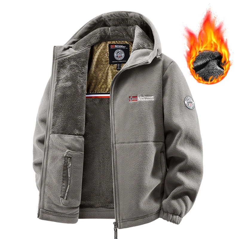 Herren Komfort-Thermojacke im Outdoor-Design mit dickem Teddyfleece und verdeckten Innentaschen Nord Taschen