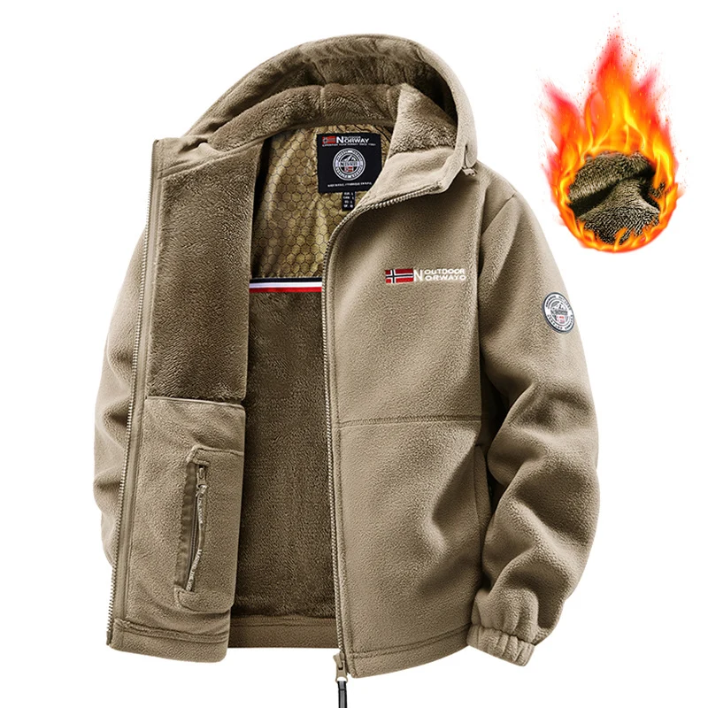Herren Komfort-Thermojacke im Outdoor-Design mit dickem Teddyfleece und verdeckten Innentaschen Nord Taschen