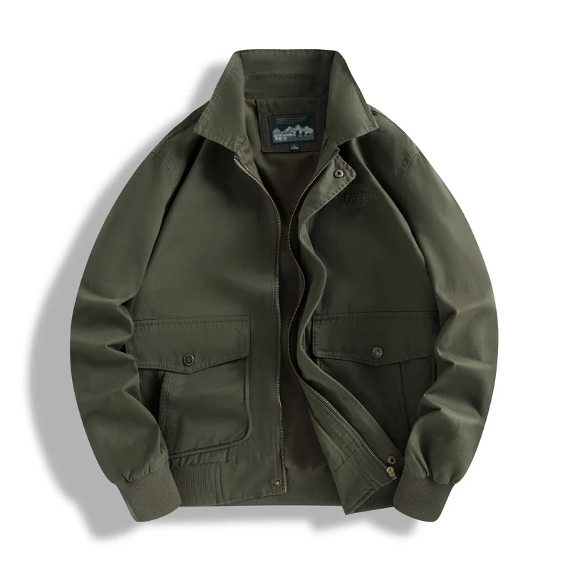 Herren Klassische Field-Bomberjacke mit Zwei-Wege-Reißverschluss und Klappentaschen Nord Taschen