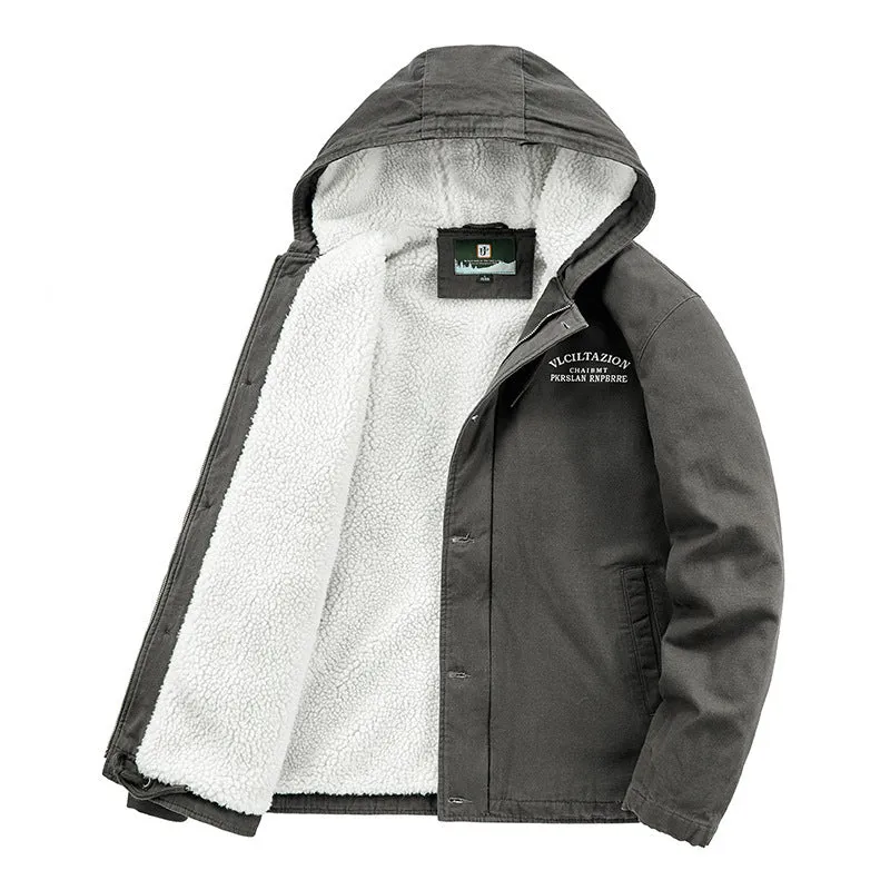 Herren Kapuzen-Canvasparka mit Teddyfleece-Innenfutter und Windschutzleiste Nord Taschen