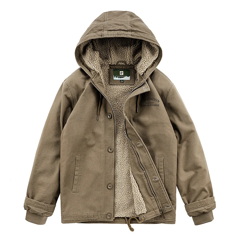 Herren Kapuzen-Canvasparka mit Teddyfleece-Innenfutter und Windschutzleiste Nord Taschen