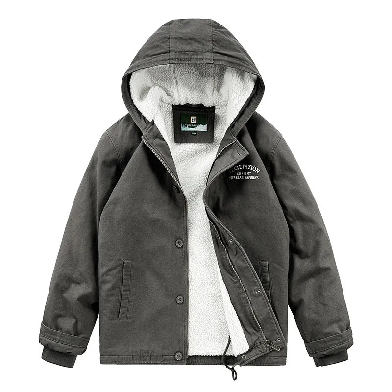 Herren Kapuzen-Canvasparka mit Teddyfleece-Innenfutter und Windschutzleiste Nord Taschen