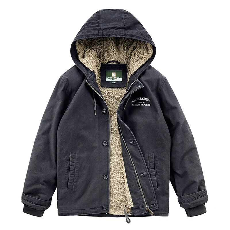 Herren Kapuzen-Canvasparka mit Teddyfleece-Innenfutter und Windschutzleiste Nord Taschen