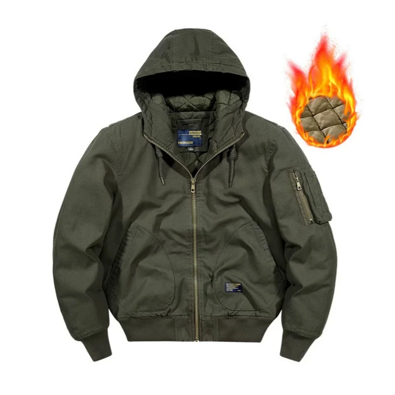 Herren Kapuzen-Bomberjacke mit gesteppter Thermo-Innenfüllung und robustem Canvas-Außenmaterial Nord Taschen