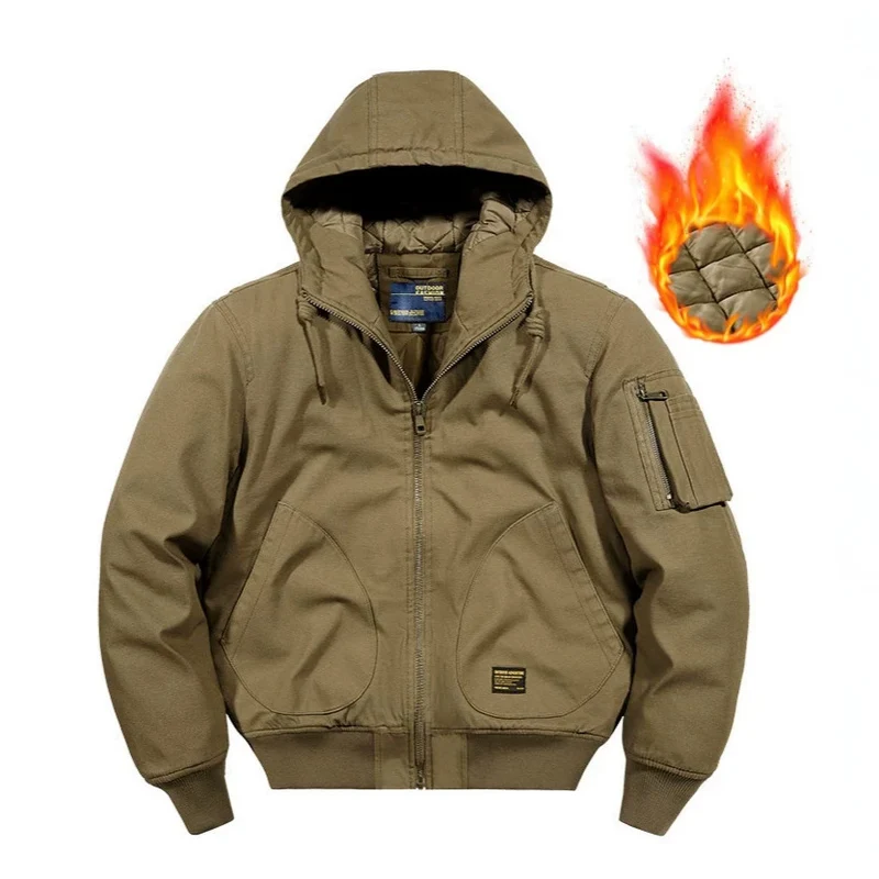 Herren Kapuzen-Bomberjacke mit gesteppter Thermo-Innenfüllung und robustem Canvas-Außenmaterial Nord Taschen