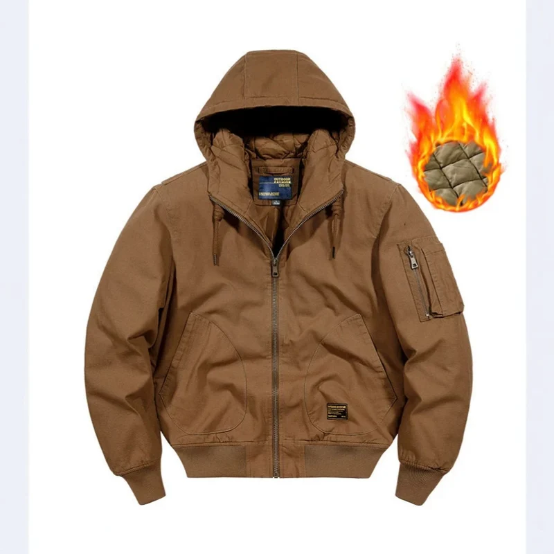 Herren Kapuzen-Bomberjacke mit gesteppter Thermo-Innenfüllung und robustem Canvas-Außenmaterial Nord Taschen