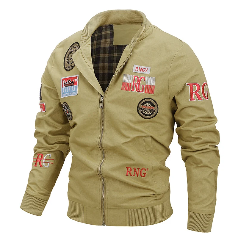 Herren Kanvas‑Bomberjacke mit Vintage‑Patchdetails und gerippten Bündchen Nord Taschen
