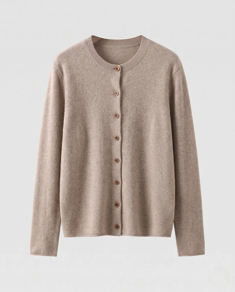Damen Flauschiger Feinstrick-Knopfcardi mit Rundhals und Angora‑Optik Nord Taschen