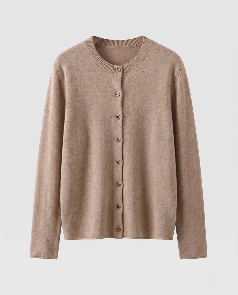 Damen Flauschiger Feinstrick-Knopfcardi mit Rundhals und Angora‑Optik Nord Taschen