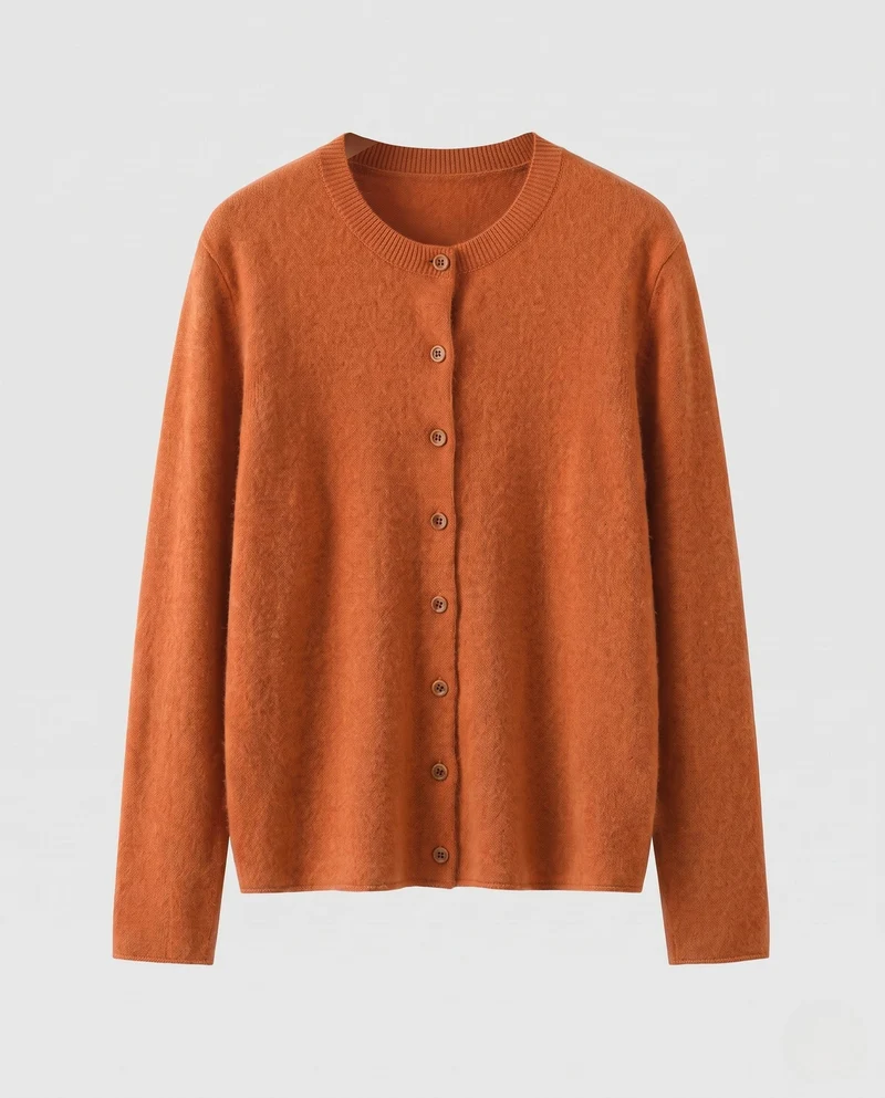 Damen Flauschiger Feinstrick-Knopfcardi mit Rundhals und Angora‑Optik Nord Taschen