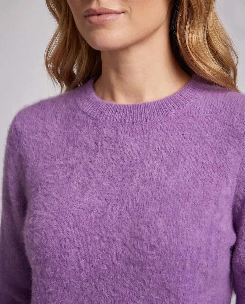 Damen Flauschiger Feinstrickpullover im Angora‑Look mit Rundhals, Oversize‑Silhouette und gerippten Bündchen Nord Taschen