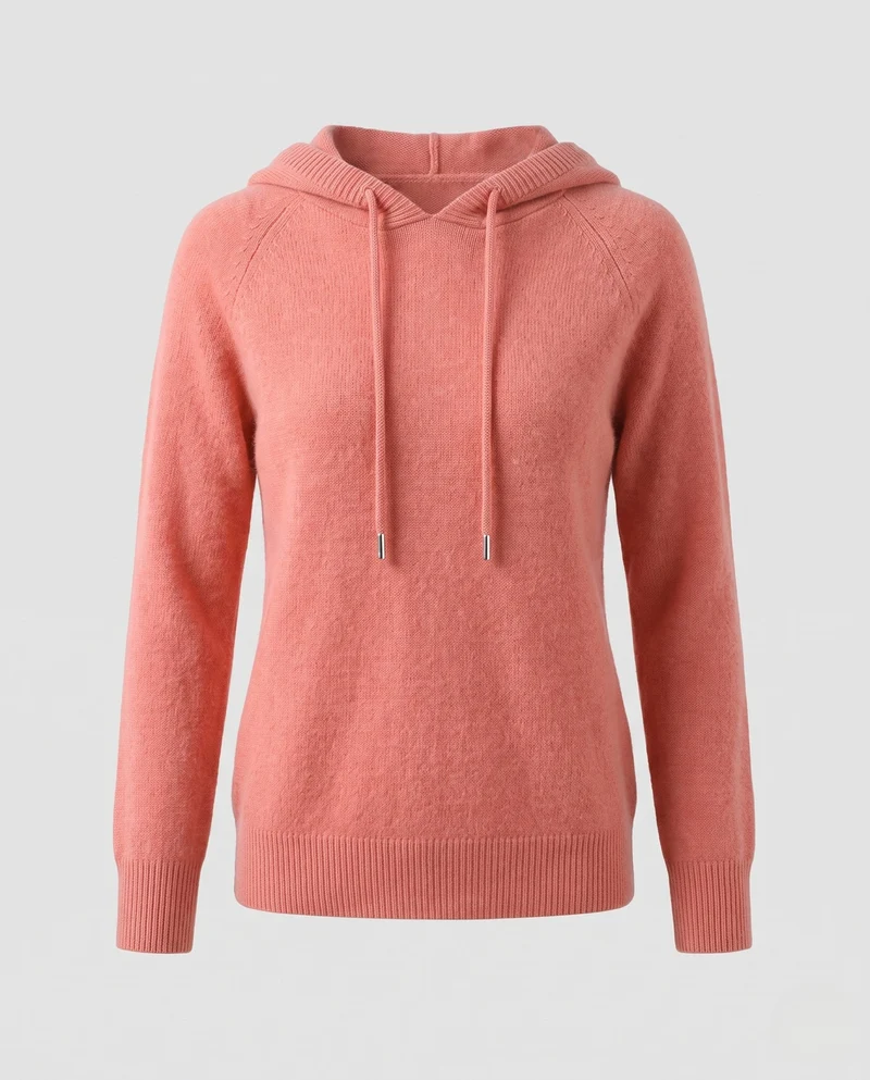 Damen Flauschiger Kapuzenpullover aus Mohair‑Mix mit Raglanärmeln Nord Taschen
