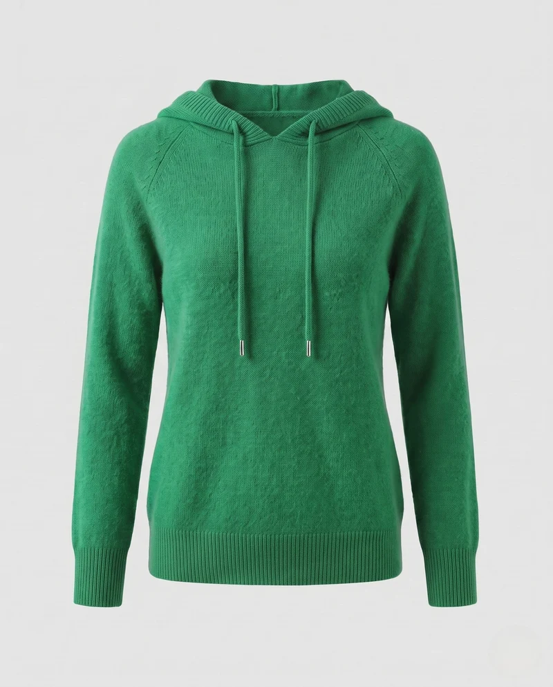 Damen Flauschiger Kapuzenpullover aus Mohair‑Mix mit Raglanärmeln Nord Taschen