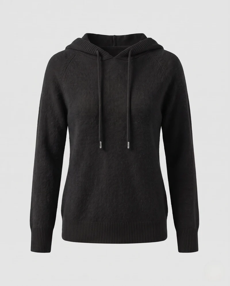 Damen Flauschiger Kapuzenpullover aus Mohair‑Mix mit Raglanärmeln Nord Taschen