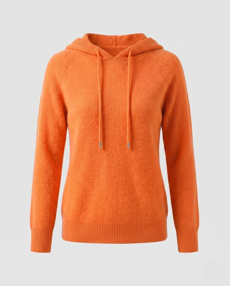 Damen Flauschiger Kapuzenpullover aus Mohair‑Mix mit Raglanärmeln Nord Taschen