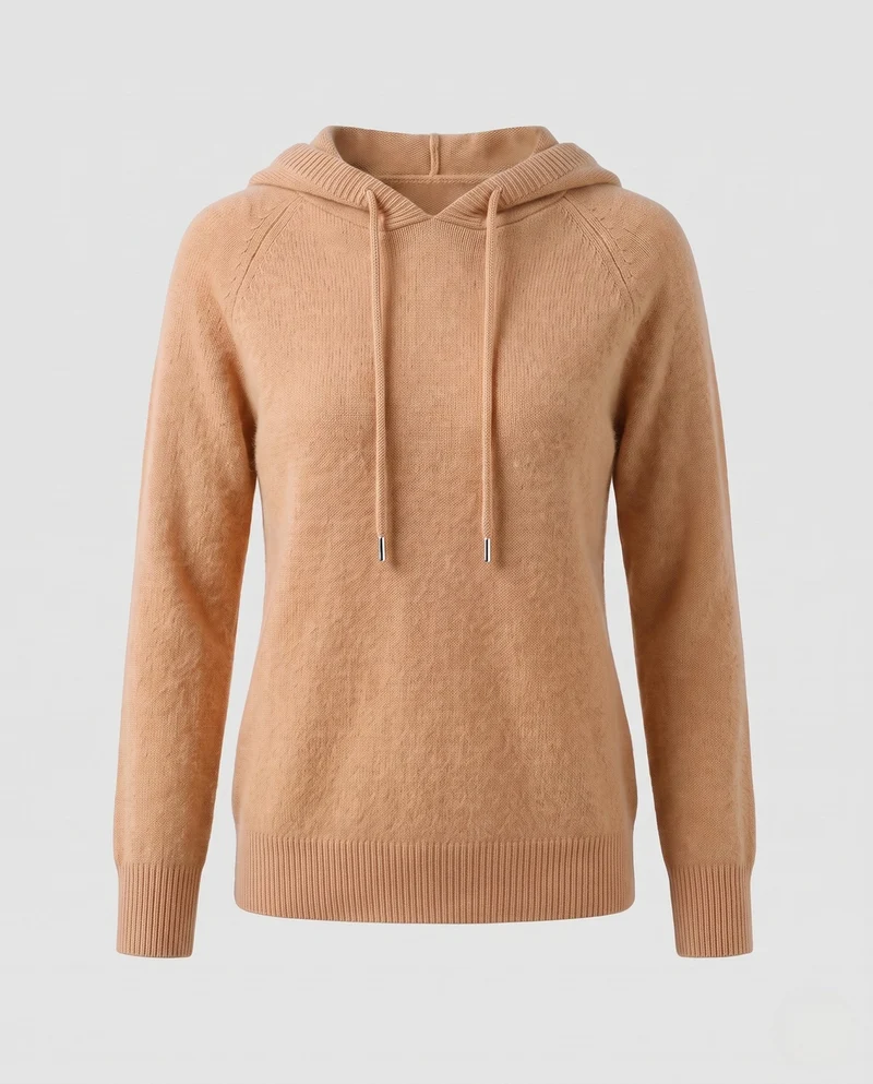 Damen Flauschiger Kapuzenpullover aus Mohair‑Mix mit Raglanärmeln Nord Taschen