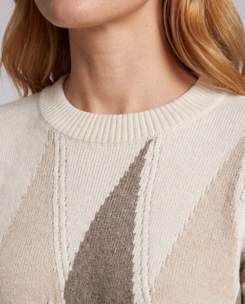 Damen Flauschiger Intarsia‑Strickpullover mit wellenförmiger Strukturoptik und lässiger Oversize‑Passform Nord Taschen