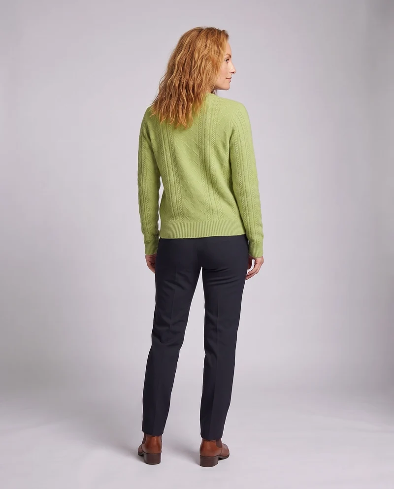 Damen Flauschiger Kurzcardigan mit Zopf‑ und Ajourstrukturen sowie Vintage‑Knopfleiste Nord Taschen
