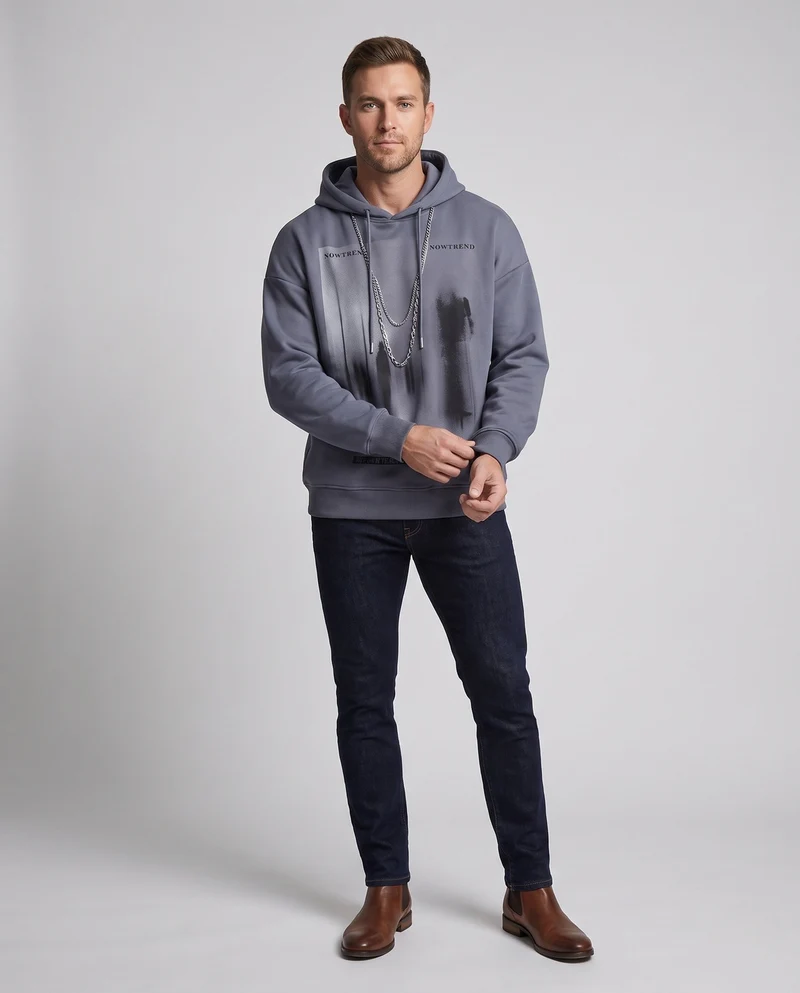 Herren stilvoller Kapuzenpullover mit kreativem Druck Nord Taschen