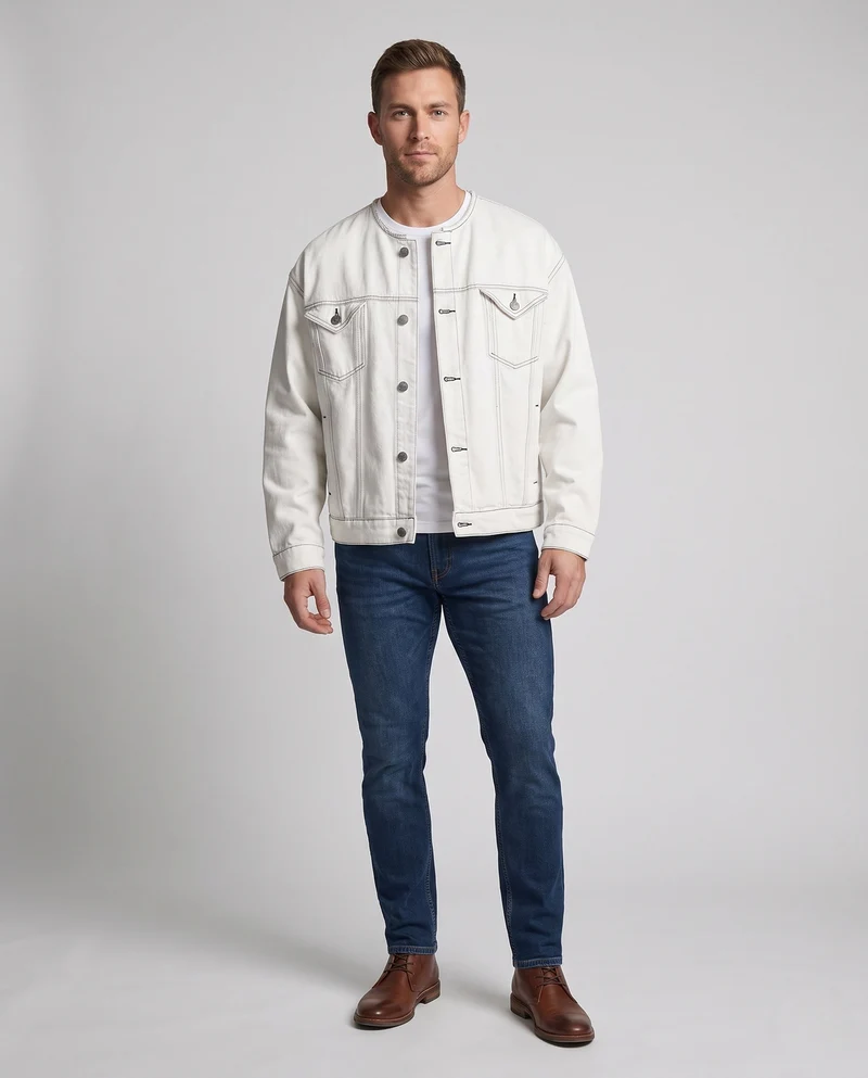 Herren Übergrößen Denim Jacket Nord Taschen