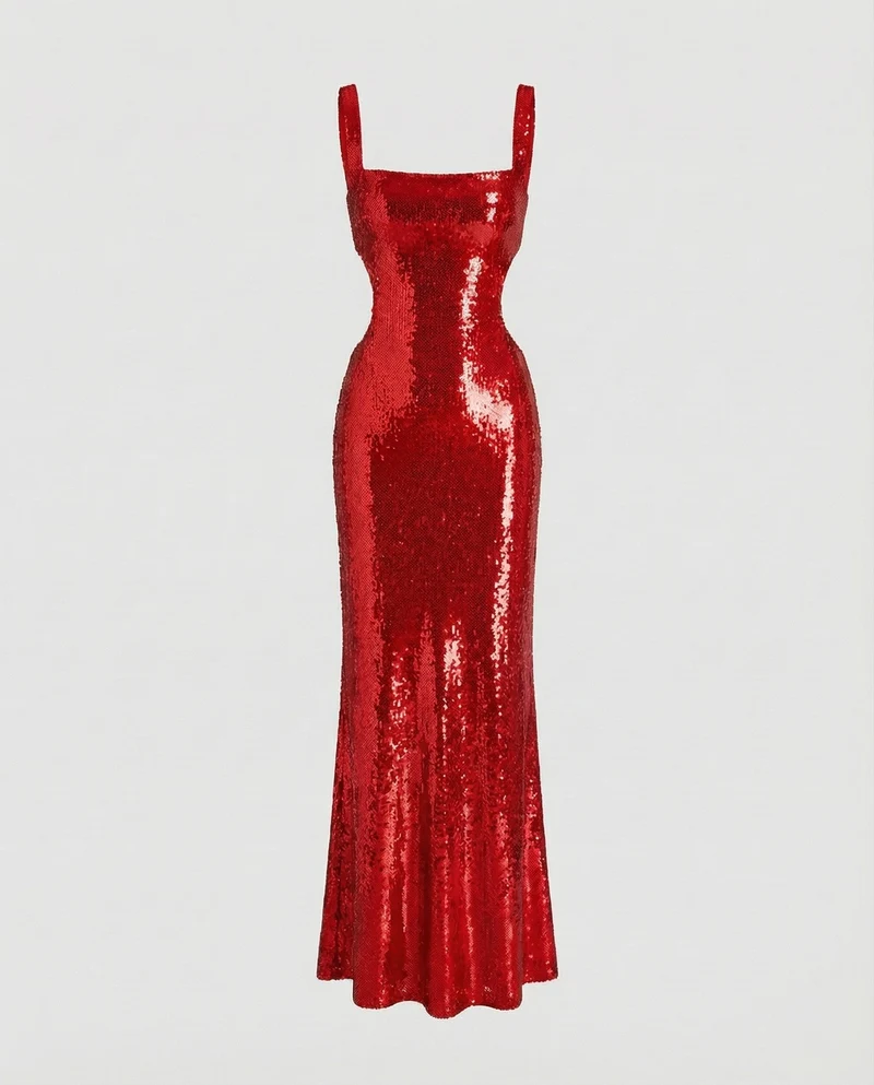 Damen tailliertes Pailletten-Galaabendkleid