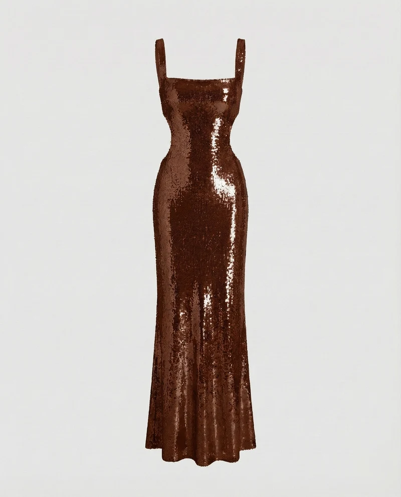 Damen tailliertes Pailletten-Galaabendkleid