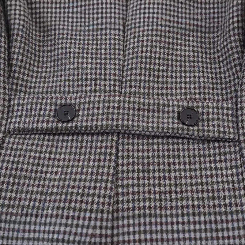 Damen Zweireihiger Hahnentritt-Longblazer mit Schwalbenschwanz-Saum Nord Taschen