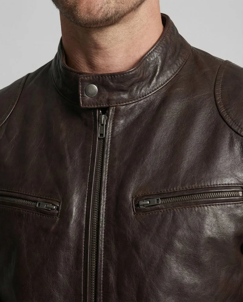 Herren Leder Bikerjacke Kalbsleder - Arvani