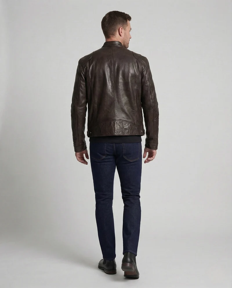 Herren Leder Bikerjacke Kalbsleder - Arvani